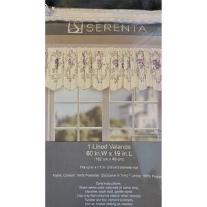 Serenta Roses‎ Embroidered Valence 60×19 sett of 2 lavender/purple